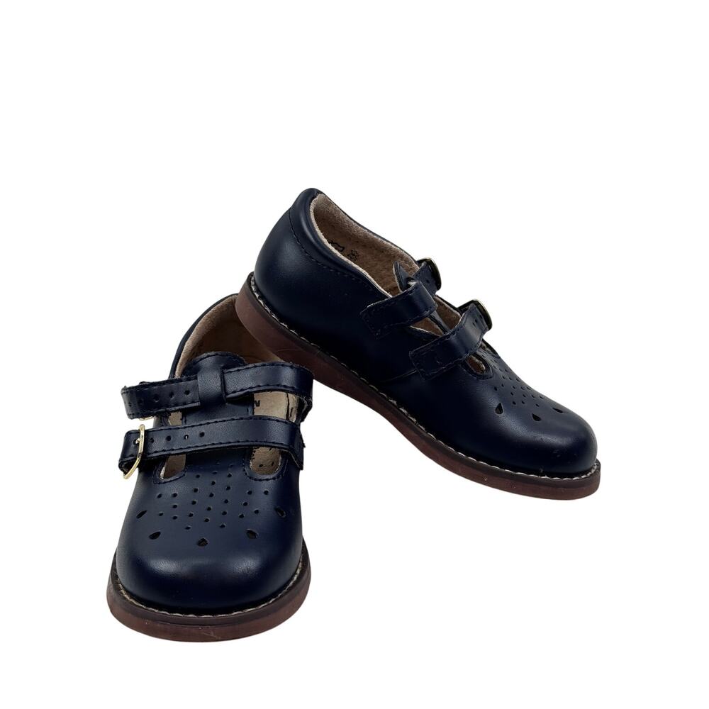 Footmates Danielle Navy Blue Leather Mary Jane Buckle Shoes Little Girl Size 7